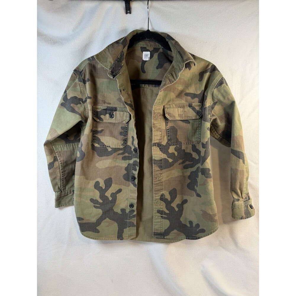 Gap Kids Boys L 10 Camo Utility Shirt Long Sleeve Button Up Cotton Military